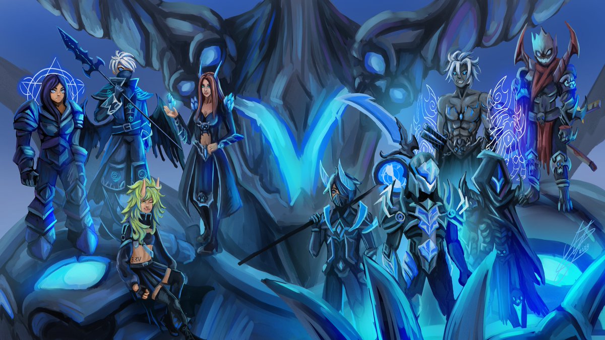 In commemoration of R3venant's upcoming 5th YEAR Anniversary... 🥁🤯 Featuring our AMAZING new guild banner, consisting of our Officers, drawn by the incredibly talented @filoma_art! 💙 P.S. She's open for commissions! 👩🏼‍🎨