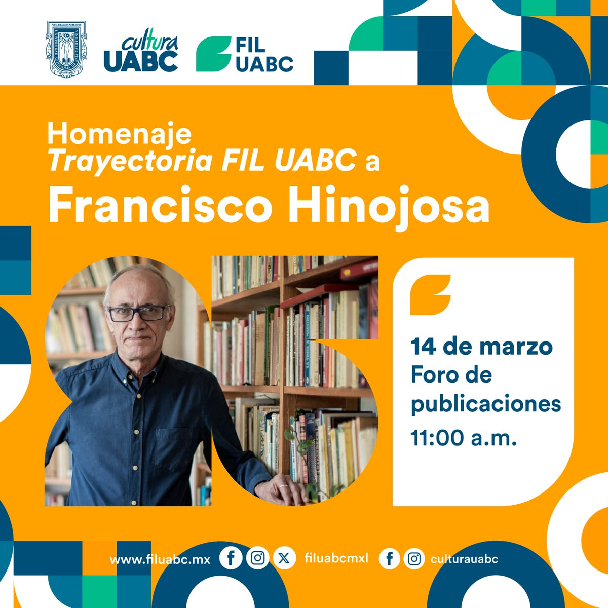 Mañana inicia la #FILUABC En #Mexicali el escritor Francisco Hinojosa (@panchohinojosah) recibirá el Homenaje 'Trayectoria FIL UABC' a las 11 h 📖 ¡Ahí nos vemos! #RepúblicaDeLectores #LeerTransforma