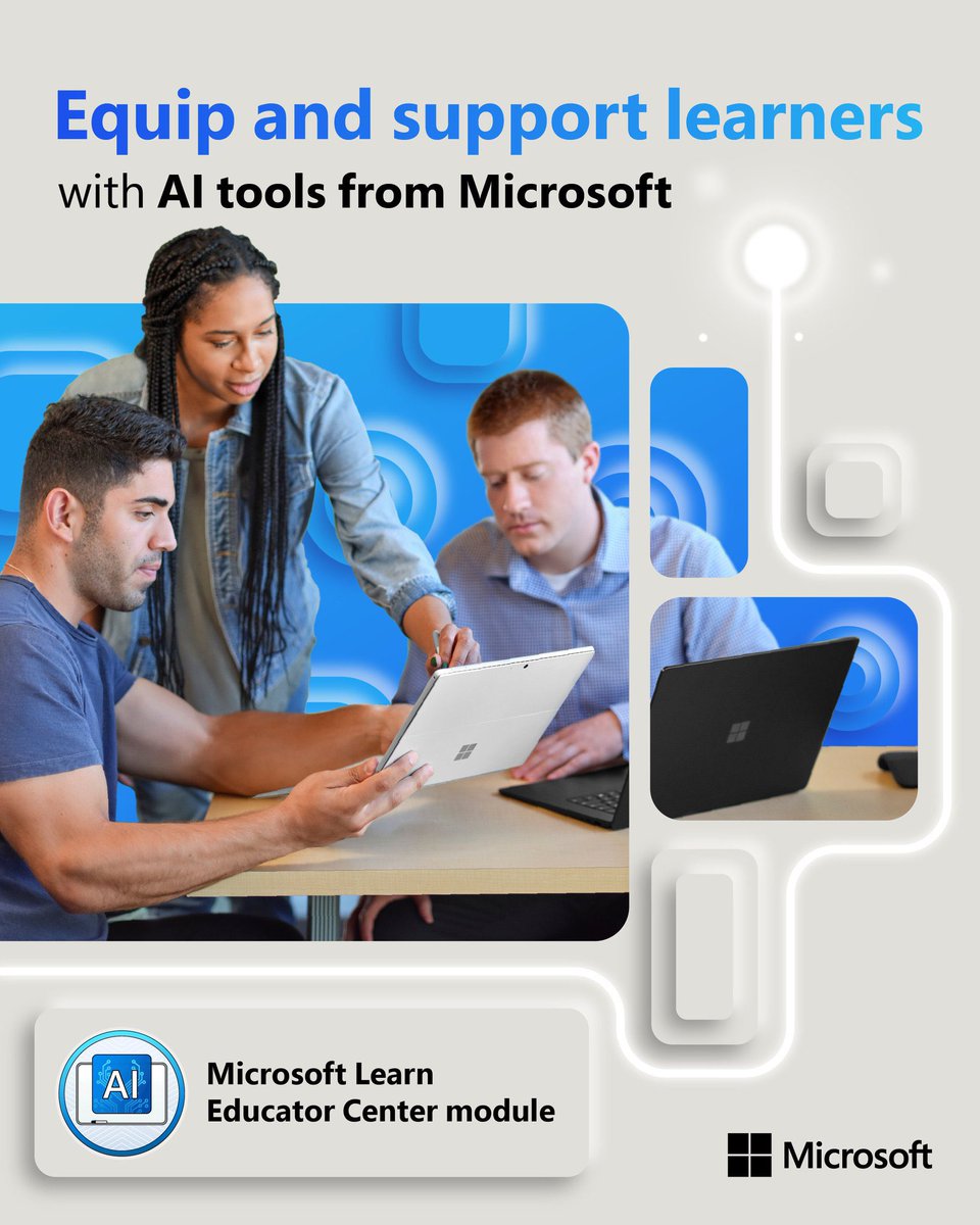 Digital tools are advancing every day. Learning how to use them responsibly is key to developing a healthy relationship with #AI in the classroom. This new module guides educators on teaching prompt writing, generative AI, and more: msft.it/6015c9hfN #mieexpert #edchat
