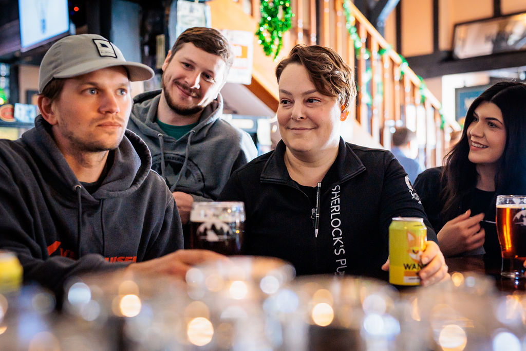 Find someone who looks at you the way Jesse is looking at Hans in this photo. Colleen's Amber Ale is now available at all Sherlock Holmes locations: Downtown, North, Campus, Sherwood Park, and Duggan's Boundary. Portions of every pint sold are donated to Ovarian Cancer research