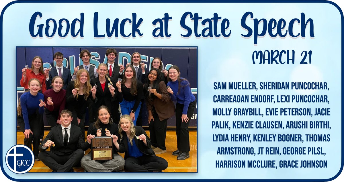May the luck of the Irish be with our State Speech contestants this Thursday!
#giccforwardtogether