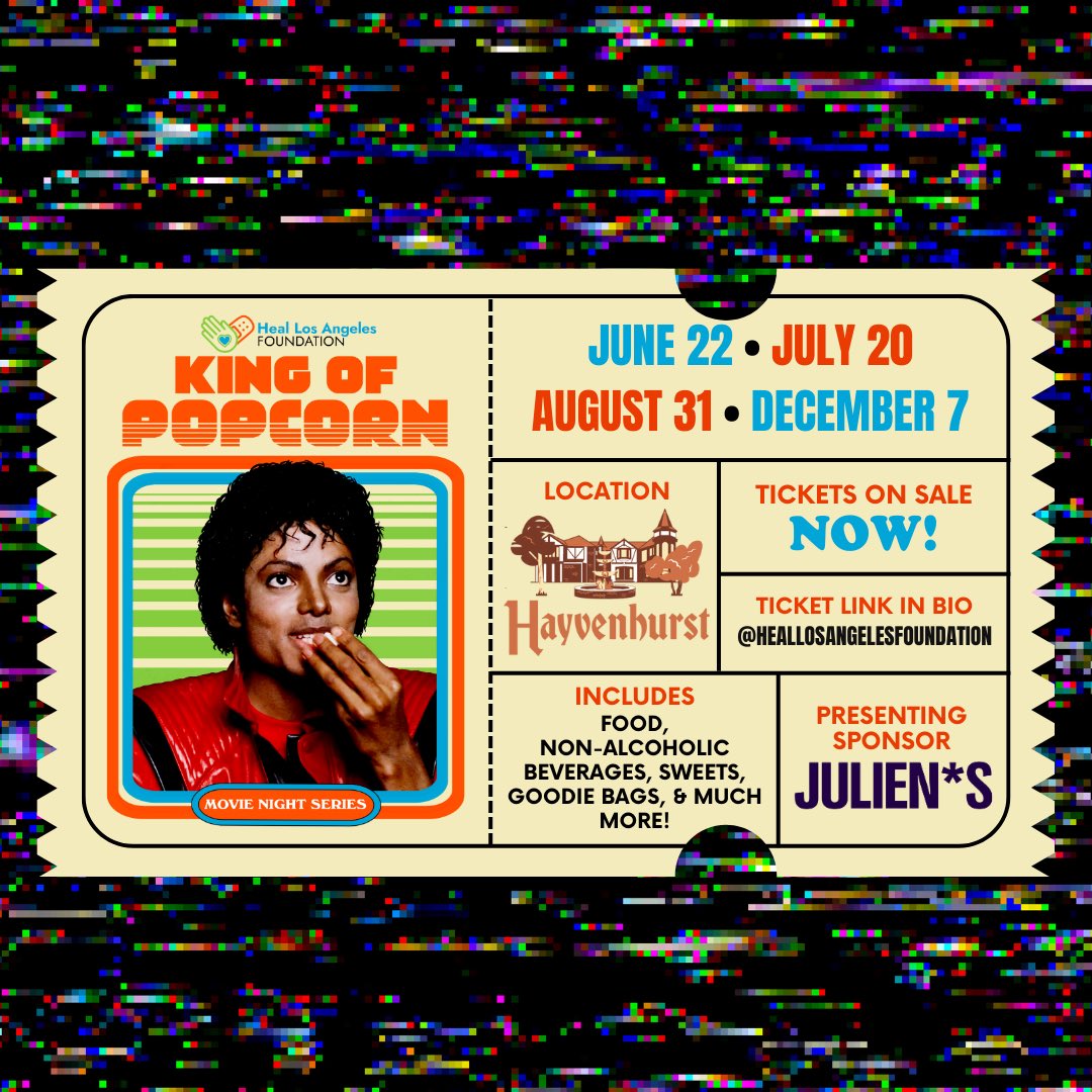 Join us for our first “King of Popcorn Movie Night Series” in June! 

We can’t wait to see you at Hayvenhurst! 

Our KOPMNS is presented by <a href="/JuliensAuctions/">Julien's Auctions</a>.
