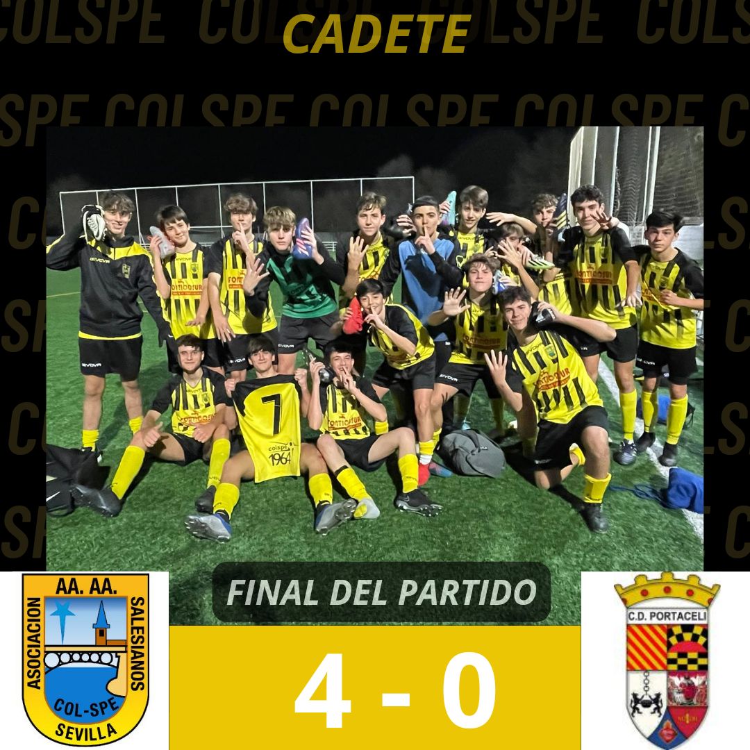 AAAACOLSPE's tweet photo. Claro y contundente triunfo de nuestros cadetes en partido celebrado este martes, adelantado de la jornada del fin de semana. ¡Enhorabuena y a por más! #COLSPEAVANTI 💪🏼🖤💛🖤 https://t.co/3h8j1jwxWJ