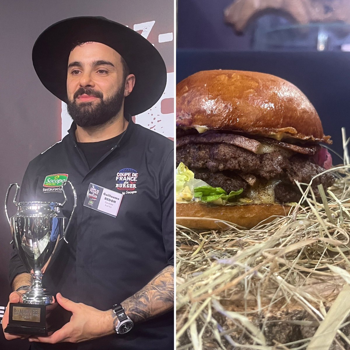 CHAMPION DE FRANCE DU BURGER 2024
Voici les résultats de la finale nationale 2024 : 

🏆🥇 Anthony Pautrat avec le Ruminez-moi
🥈 Jérémy Garnier avec l’Effet Bœuf
🥉 Guillaume Redon avec le Super Smash Beef
Bravo à vous tous, merci à tous les participants, aux jurés et aux médias