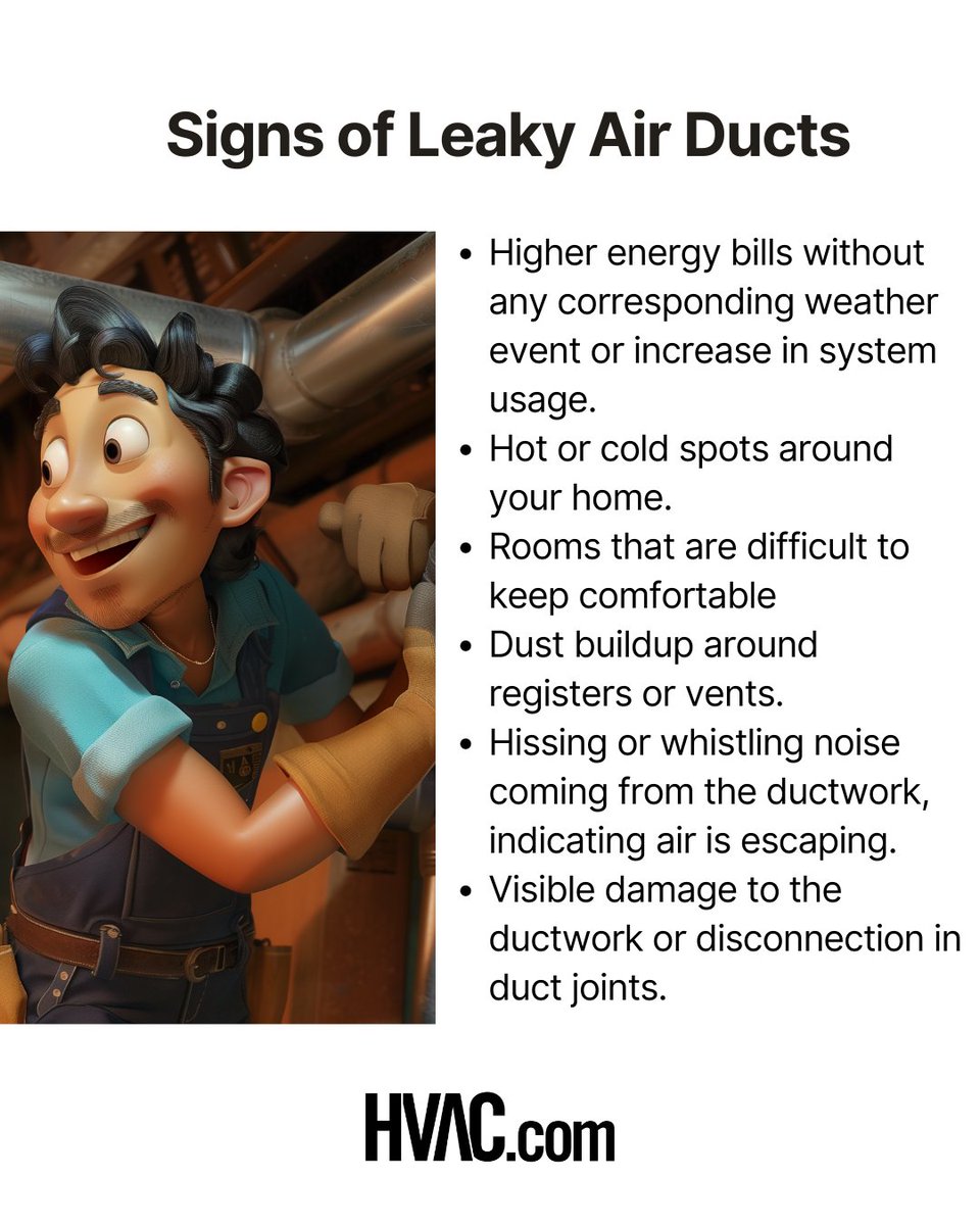 Did you know that leaky air ducts can lose up to 30% of conditioned air? Regular inspections and repairs are key to maintaining comfort and efficiency in your home. hvac.com/expert-advice/… #HVACtips #EnergyEfficiency