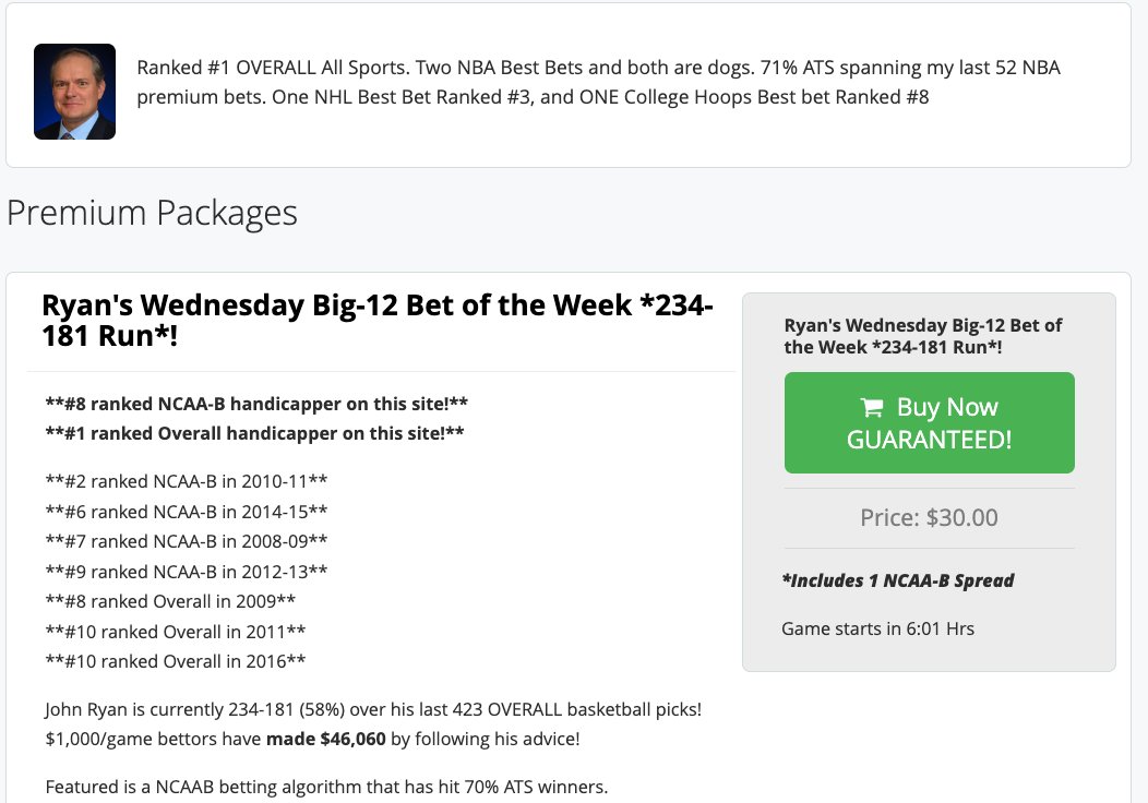JohnRyanSports1's tweet photo. Get the Big-12 Game of the Week form the Top-Ranked #1 #sportsbetting Expert at #SportsCapping @stevejanus https://t.co/WzMNskJZem