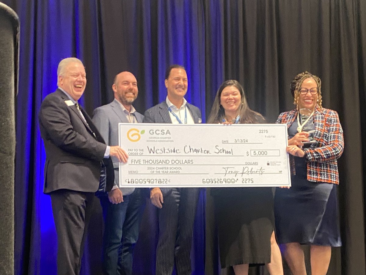 bonholliday's tweet photo. Westside, Best Side!  Let’s hear it for @WestsideATLChar for being named the 2024 GCSA Charter School of the Year!  Congratulations to Dr. Tanner and her team, and THANK YOU to GCSA’s own Facility Resource Center for sponsoring this important award! @GACharters https://t.co/4p3ugDBTkM