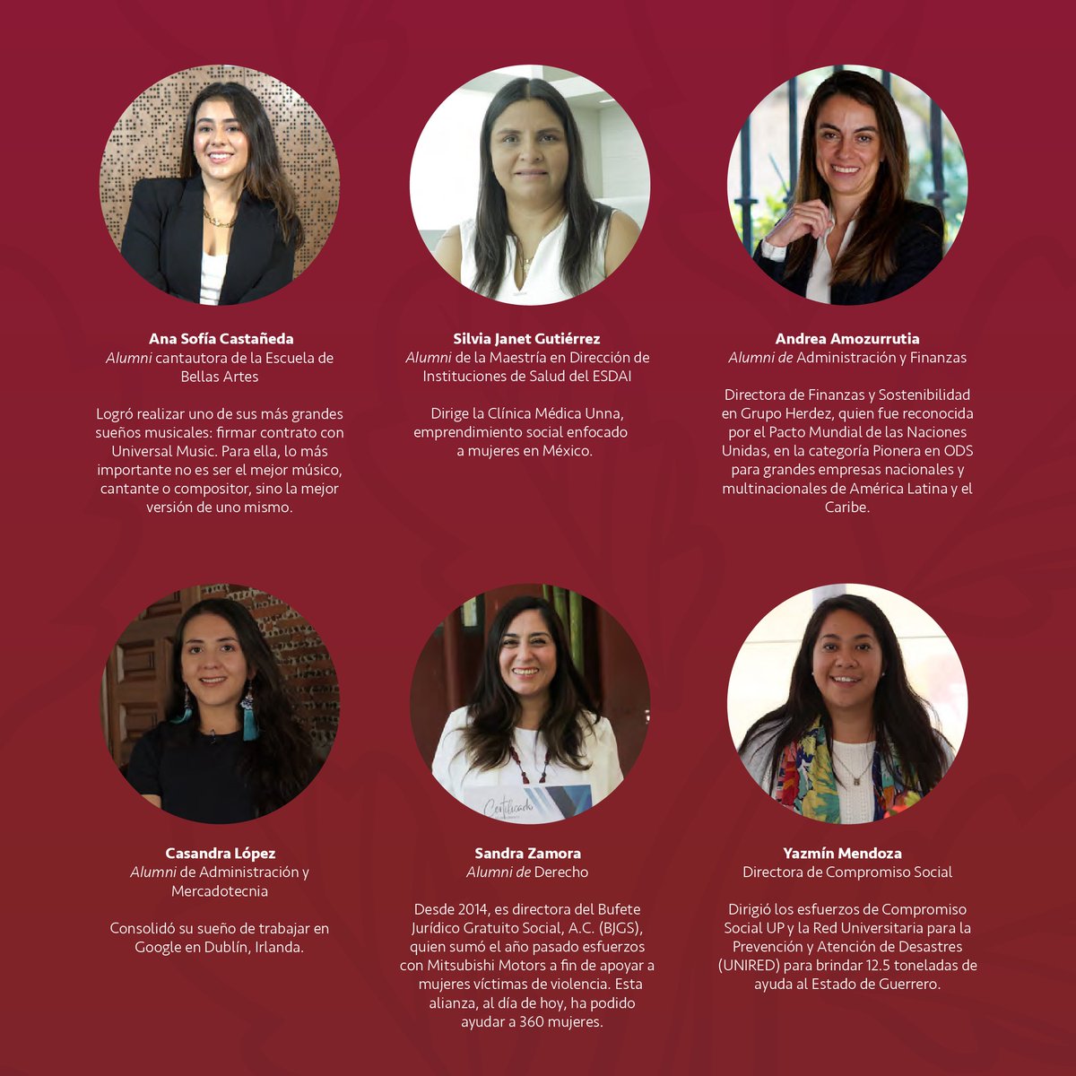 ¡Mujeres UP que marcan la diferencia! 👏🔝🙌
Todas ellas son una fuente inagotable de inspiración que, desde diferentes áreas, están dejando una huella positiva en la sociedad.
Gracias a todas por su liderazgo, determinación y compromiso.
#MujeresConImpacto