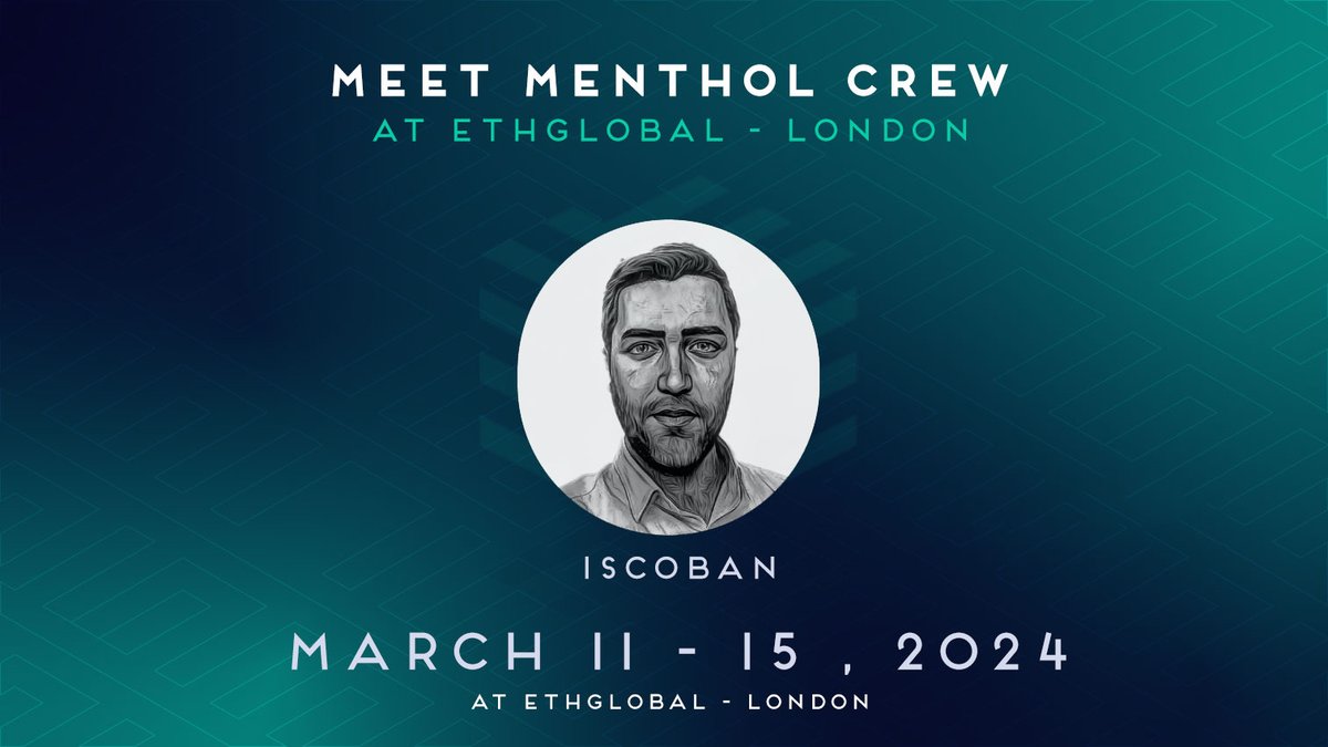 MentholProtocol's tweet image. Excited to be part of @ETHLondon? Come join us and don&apos;t miss the chance to meet our amazing team member @iscoban_! He&apos;s looking forward to connecting with you. Drop him a DM if you&apos;re up for a chat. See you there! 🌟 #ETHGlobal