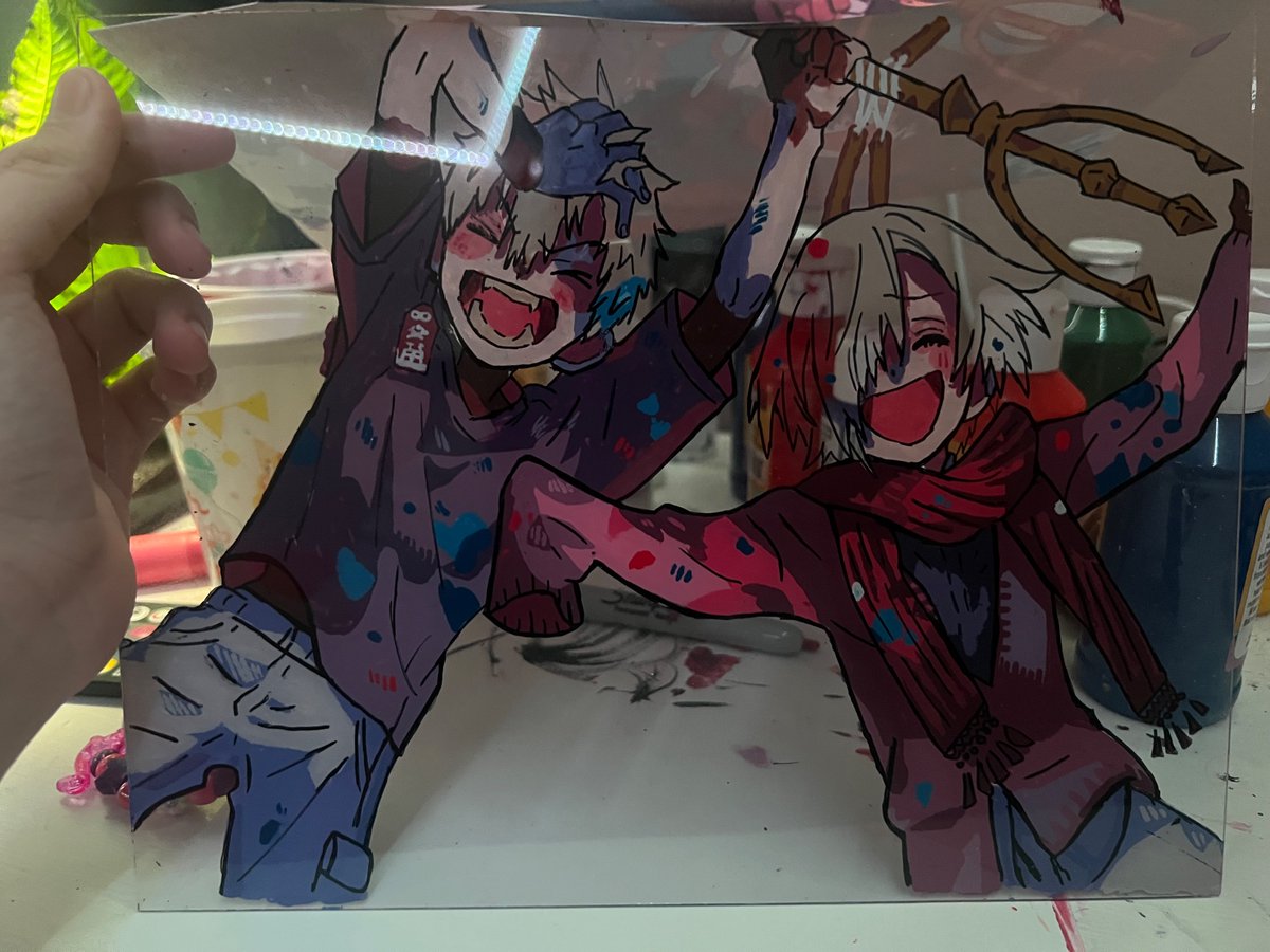 _izzie_arts_'s tweet photo. Mitsukou glass painting progress. I finished both their hair by now but forgot to take a photo.

#tbhktwt #mitsukou https://t.co/Alyh0iXTt5
