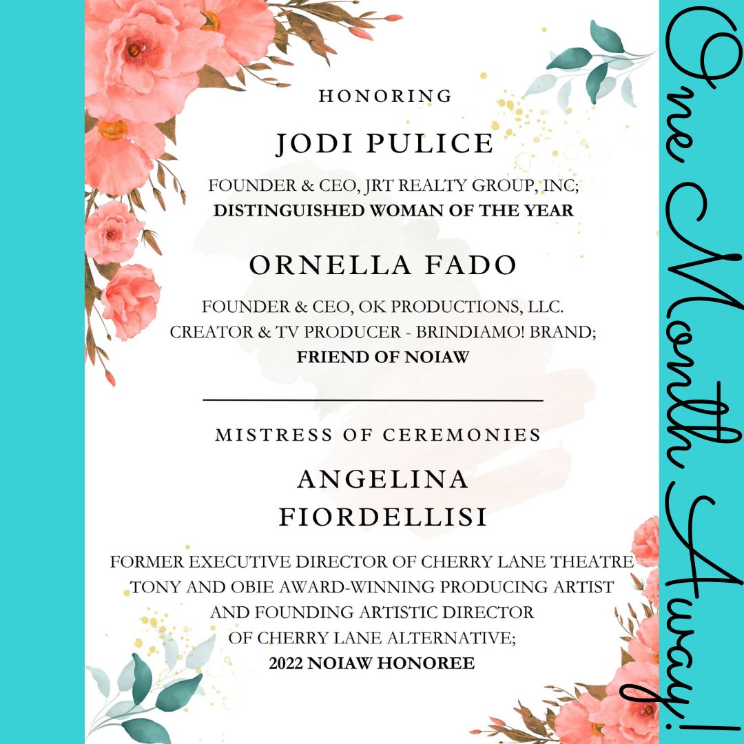Clock is ticking... NOIAW Luncheon is just one month from today, and you don't want to miss it! Saturday, April 13 join NOIAW for the 2024 Annual Gala Luncheon. More on our FB, IG and LinkedIN. #women #womenempoweringwomen #italianamericanwomen #noiaw #noiawgala