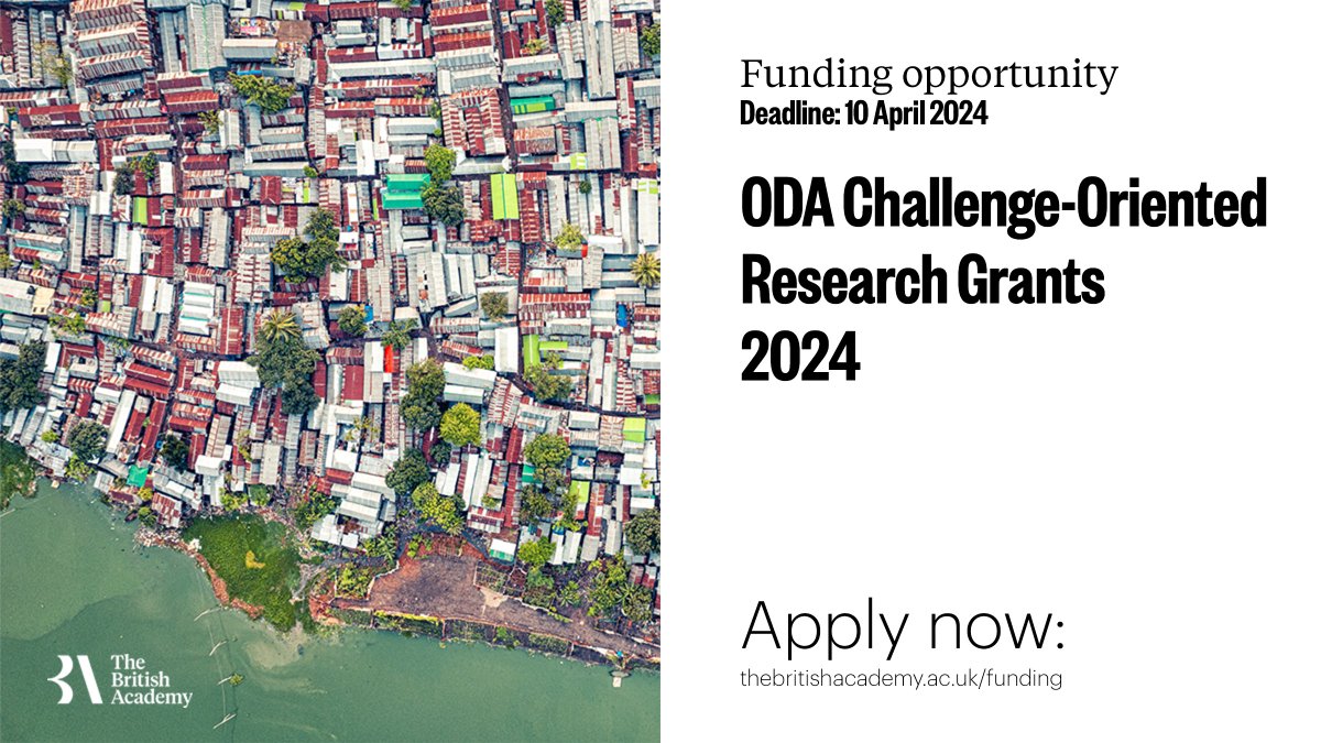 The applications for the ODA Challenge-Oriented Research Grants close on 10 April. The scheme supports ODA-eligible, collaborative and international research projects that provide policy-relevant solutions to various global challenges. Apply now: thebritishacademy.ac.uk/programmes/oda…