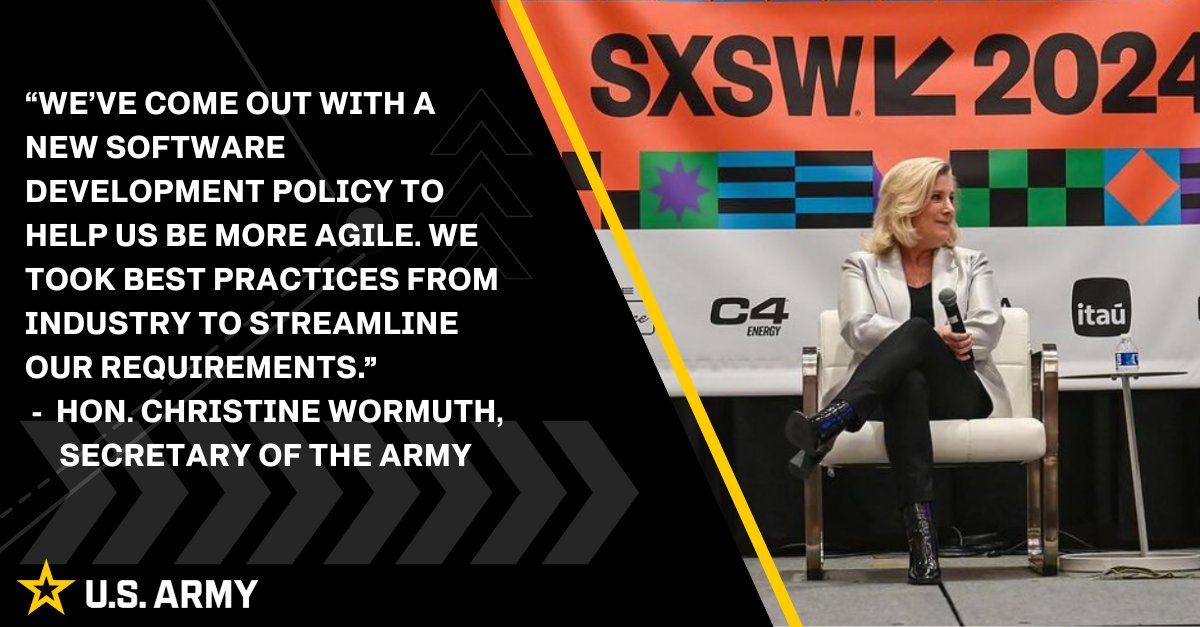 Hon. Christine Wormuth, Secretary of the Army discusses the challenges and opportunities posed by evolving technology, particularly emphasizing the growing importance of software. @armyfutures ow.ly/ru1s50QStpZ