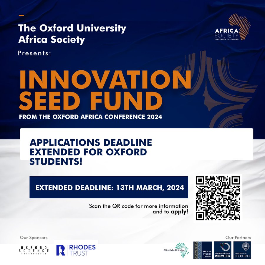 Today, 13th March 2024, marks the last day to submit your applications for the Innovation Seed Fund (ISF)!  Submit here: lnkd.in/e5MCvcJu #OxfordAfricaConference2024 #ISF2024