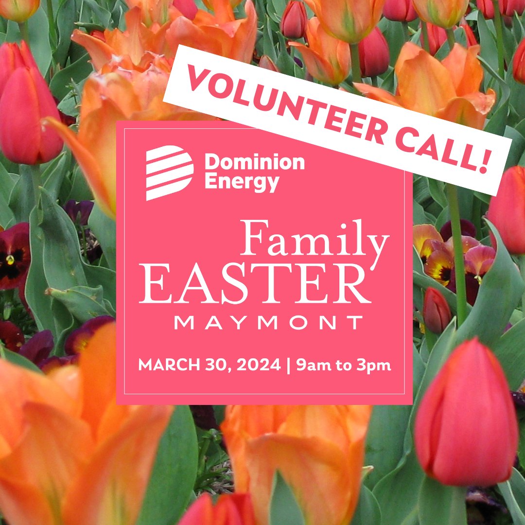 🗣️ Volunteer call! 🗣️ Volunteers are needed to support Maymont's single largest volunteer event, Dominion Energy Family Easter! Sign up to volunteer, and find full event details, at maymont.org/calendar/easte…