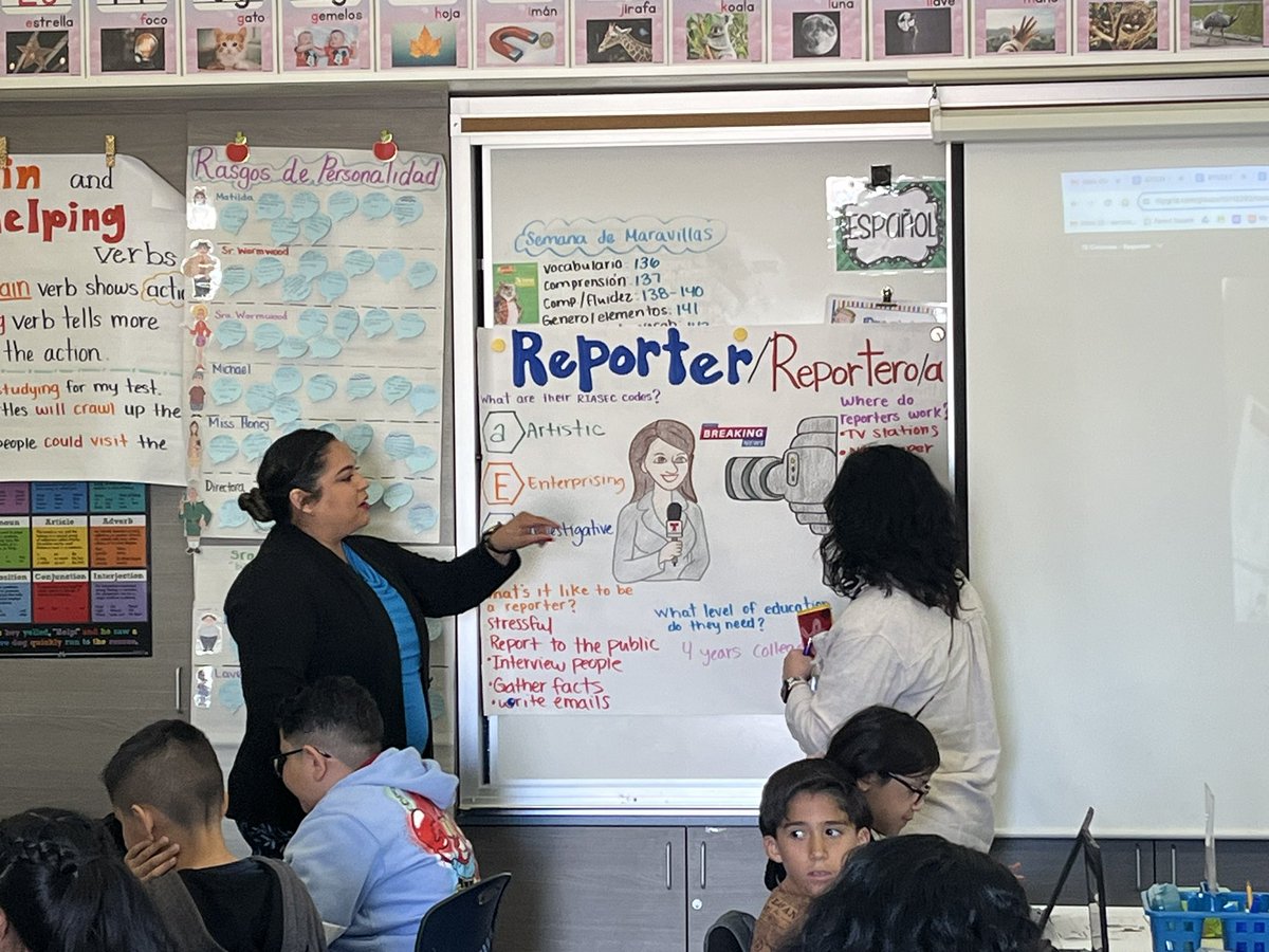 Who wants to be a reporter? Our 5th graders do! Loving our @CVWorldofWork curriculum and career exploration! GO LEX Teachers! We love you!! @CajonValleyUSD @davidmiyashiro 💛🐾