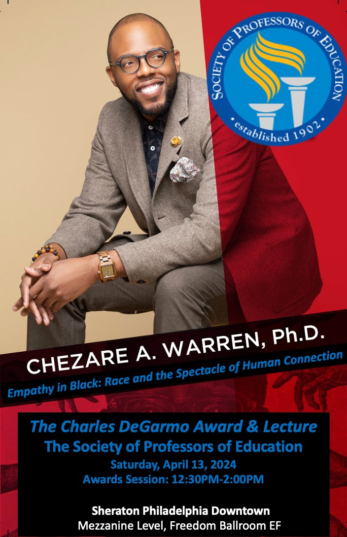 I have been named as this year’s Charles DeGarmo award winner and lecturer! The award given since 1975 by SPE recognizes “a prominent and distinguished figure in American Education.” 😩😱. If you’re in Philly for @AERA_EdResearch #AERA24 please come through. I’m humbled by this.