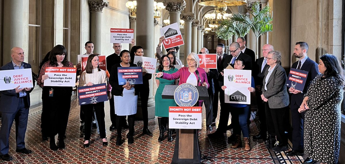 'Unsustainable sovereign and subnational debt has negatively impacted NY and our neighboring countries’ populations. I am honored to stand here and support so we can prevent abuse from creditors, economic shocks, and the harsh prosecution of debt collection.' Assemblywoman Davila