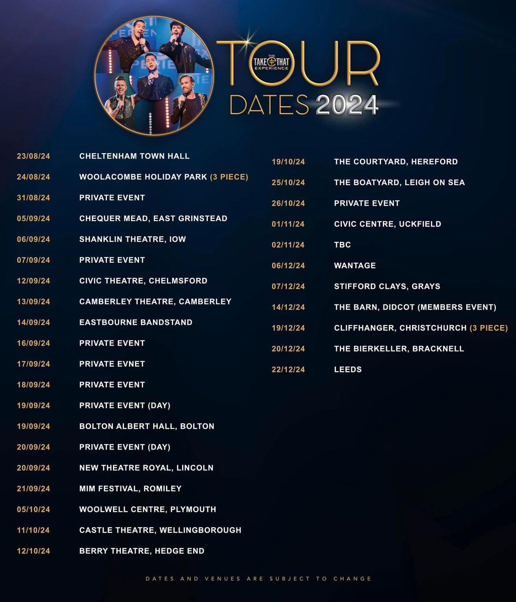 🌟 <a href="/thetakethat/">The Take That Experience</a> 🌟 Tour dates 2024🌟
#takethat #celebtime #thetakethatexperience #red #theatre #venues #festival #concert #party <a href="/RedEntsUK/">Red Entertainment</a> 🌟🌟🌟🌟🌟