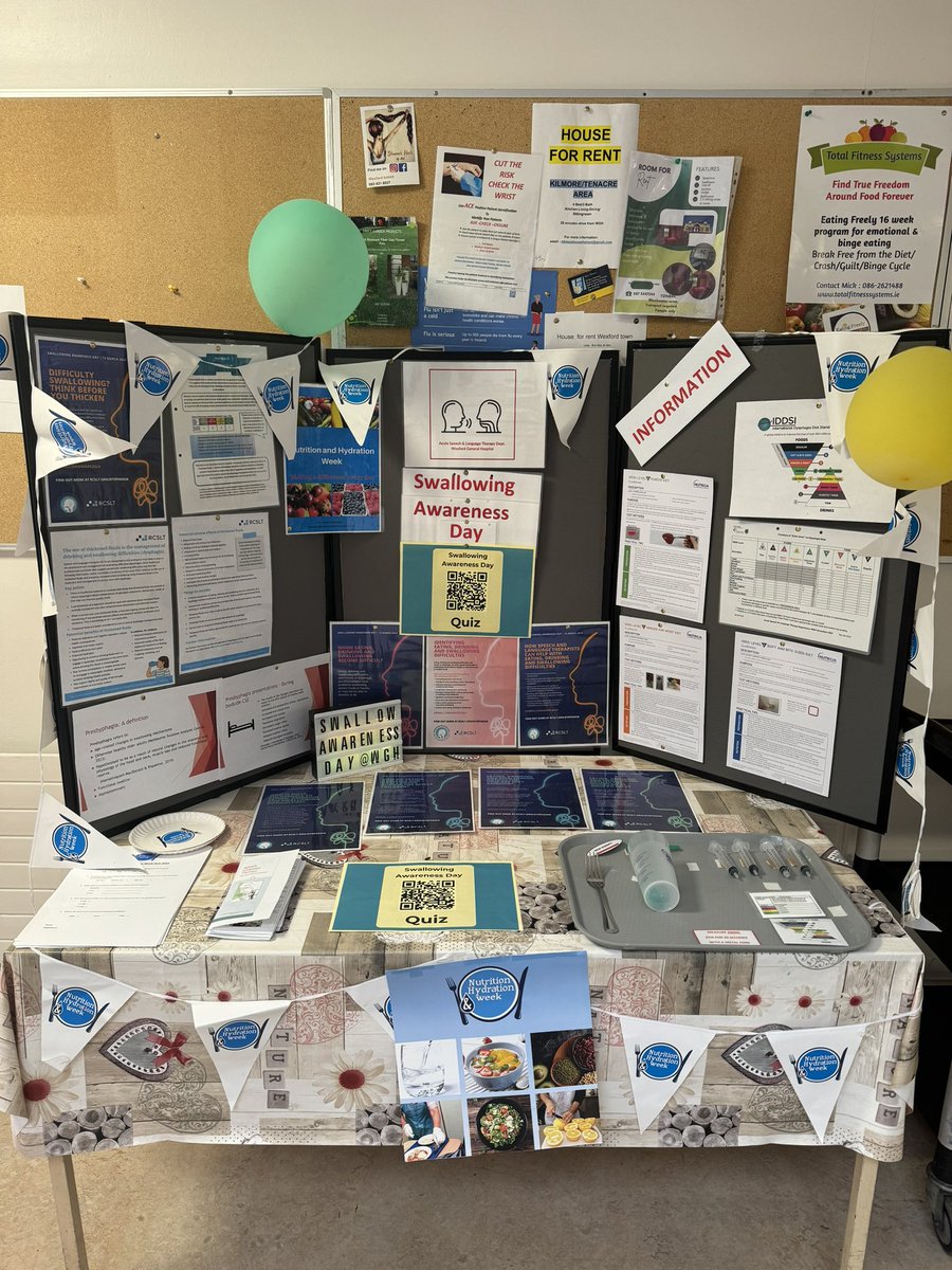 Marking day 3 of @NHWeek at @WexGenHosp with Swallowing Awareness Day. Special thanks to @ClinSpeechTCD PE 4 students, Aoife and Lorna. #SwallowAware2024 @iaslt @RCSLT @WeHSCPs @IEHospitalGroup