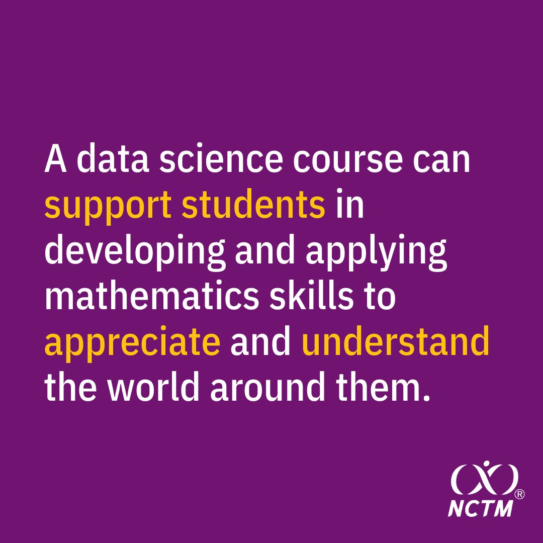 Our position statement on Teaching Data Science in High School is out now: nctm.link/hKExX Join us on April 18 for an engaging webinar designed to enhance your #math classrooms with rich #data experiences: nctm.link/vfjRI #mathstat #statistics #iteachmath #mtbos