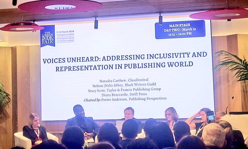 This photo of me pretty much sums up this afternoon's panel @LondonBookFair on diversity and inclusion - seems I've become a spokesperson for every single women working in publishing, fine by me, bring it on!
