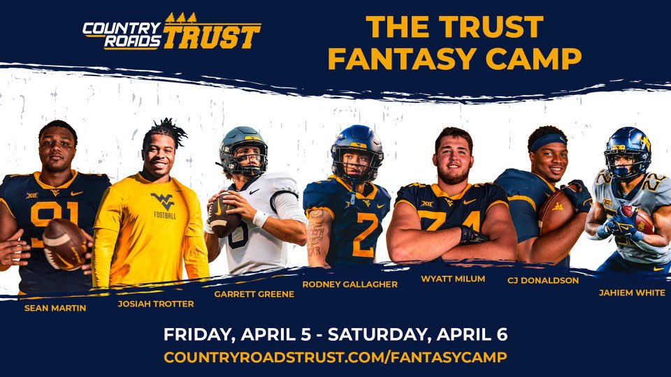 Join my teammates and I at The Trust Fantasy Camp. It’s going to be action-packed weekend you won’t want to miss. Secure your spot at the link below 

countryroadstrust.com/fantasycamp/