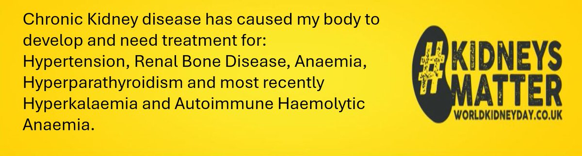 Research & prompt medical interventions mean that, so far, I have been able to receive treatment for all the #kidneydisease associated conditions that I have been diagnosed with. Charlie 🙂 #WorldKidneyDay #KidneyAwareness #kidneysmatter