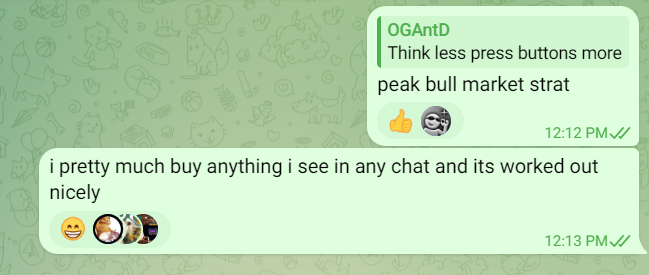 crypto_woopig's tweet photo. you're using your brain? in this market? anon.. https://t.co/29AW6yug07