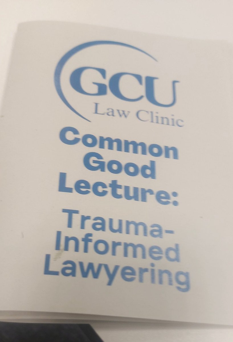 DrNikLaw's tweet image. At the @GCULaw  Common Good Lecture.  Excellent talk on Trauma Informed Lawyering from Dr Caroline Bruce. Now Q &amp;amp;A with solicitors  Iain Smith and @trauma_lawyer Melissa  Rutherford #GCU #CommonGood