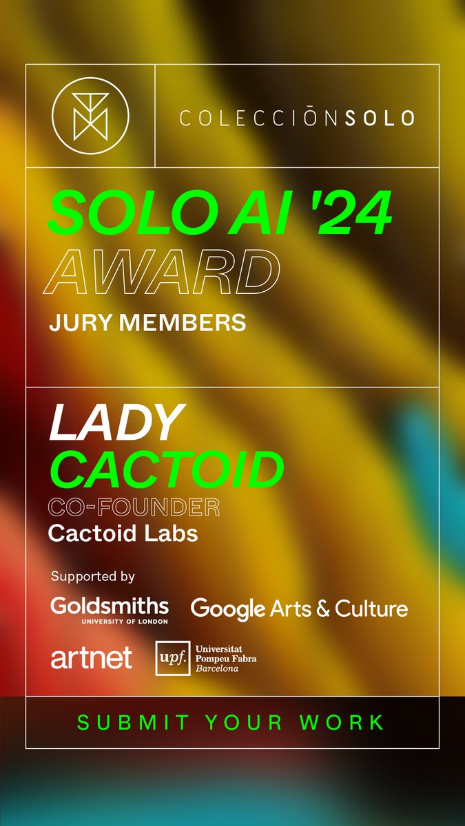 ✨❤️Honored to be a jury member for the upcoming Solo AI '24 Awards ✨❤️Rewarded to groundbreaking artists utilizing machine learning ✨❤️Spearheaded by the preeminent @coleccion_solo together w/@GoldsmithsUoL ✨❤️ My fellow jury members include the brilliant @RachelMFalconer,…