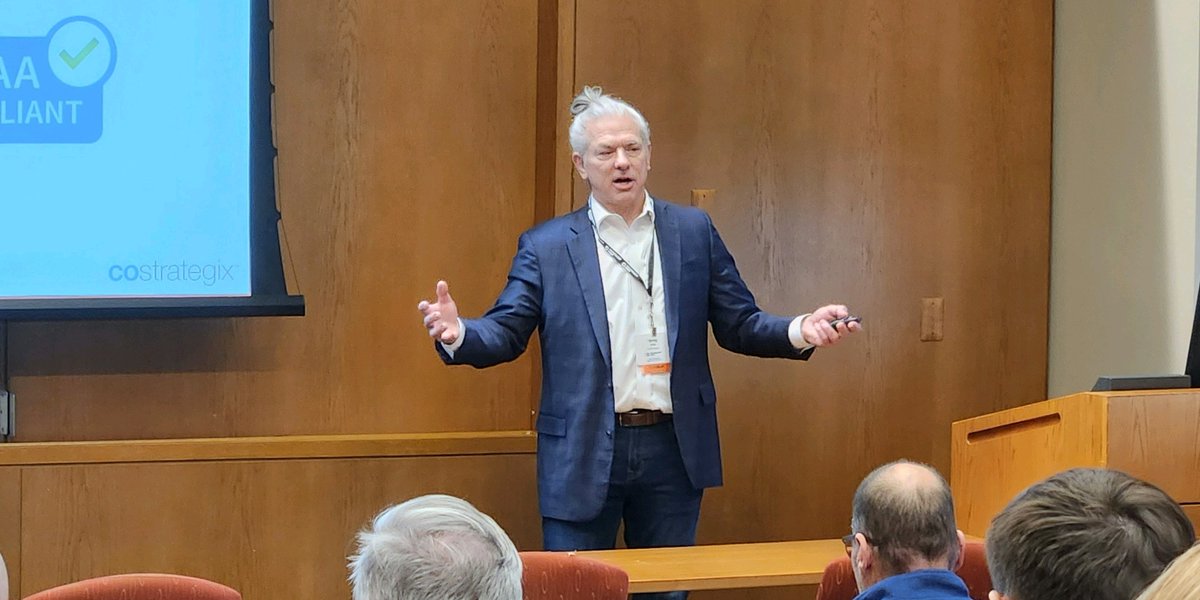 costrategix's tweet image. Greg Fritz spoke at the Ohio Information Security Conference, hosted by Technology First. During his presentation about the reality of security compliance, he discussed the insights gained from our own compliance journey utilizing an automation platform. #OISC #securityautomation