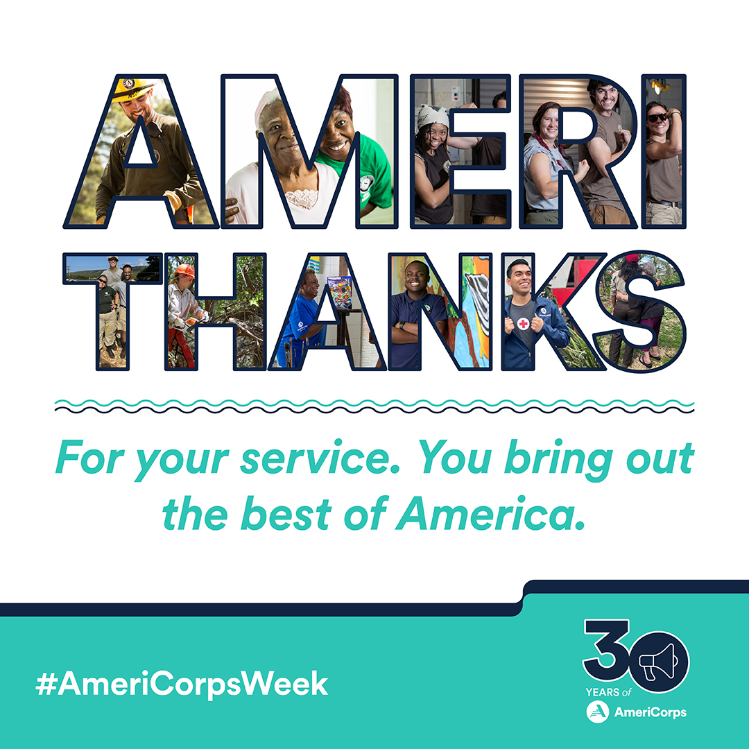 Happy #AmeriCorpsWeek! TY to the <a href="/AmeriCorps/">AmeriCorps</a> members, AmeriCorps Sr. volunteers, and alums who committed to making a difference in our communities for 30 yrs. Every day, they choose to serve, and show it isn't a moment, it’s a movement. 
#AmeriCorpsWeek2024 #AmeriCorpsAlums #TFA