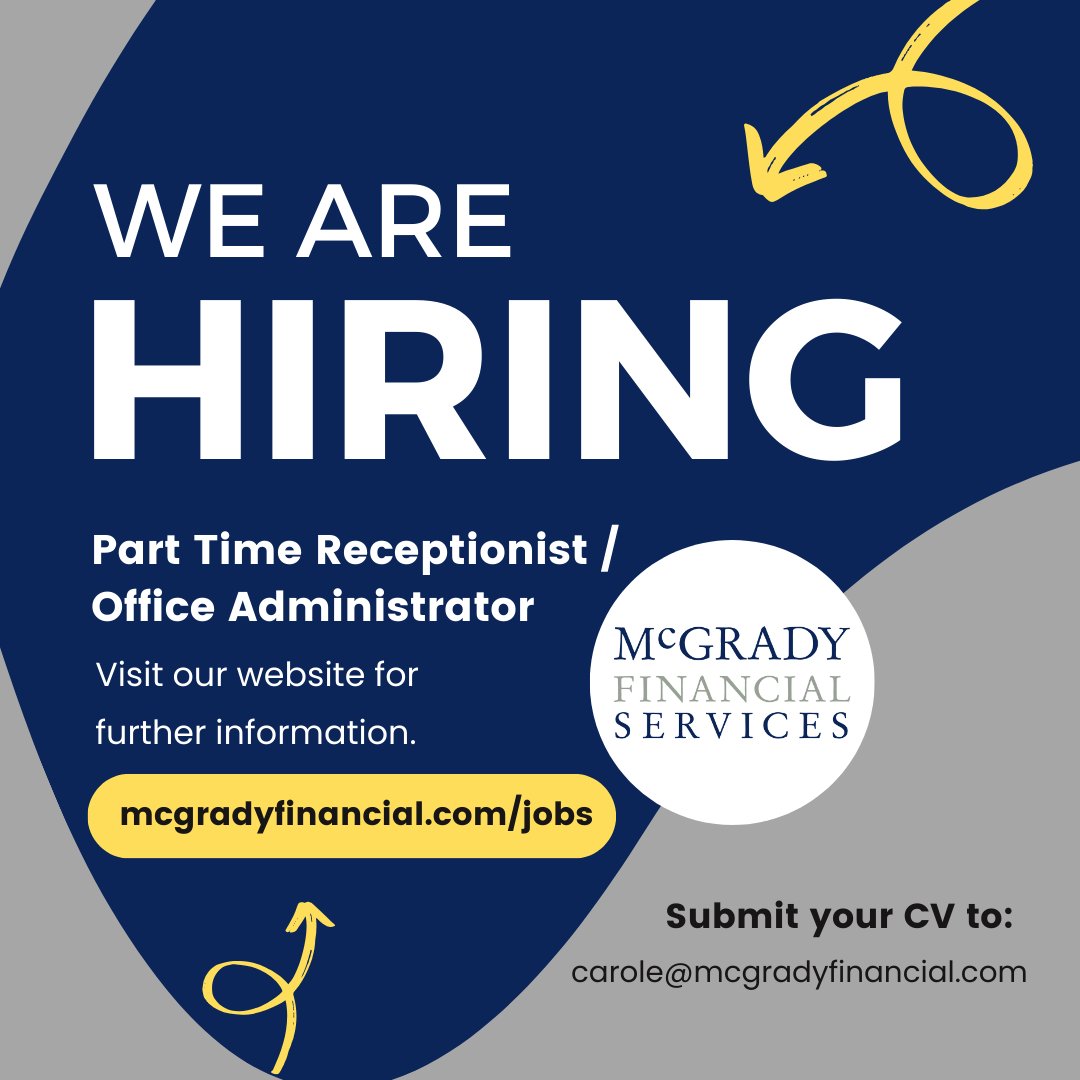 We are seeking an organised individual with a keen interest in financial services to join our dynamic team.

The Office Administrator will handle various admin tasks and assist in supporting the team of financial advisors.

Visit our website to learn more  mcgradyfinancial.com/jobs