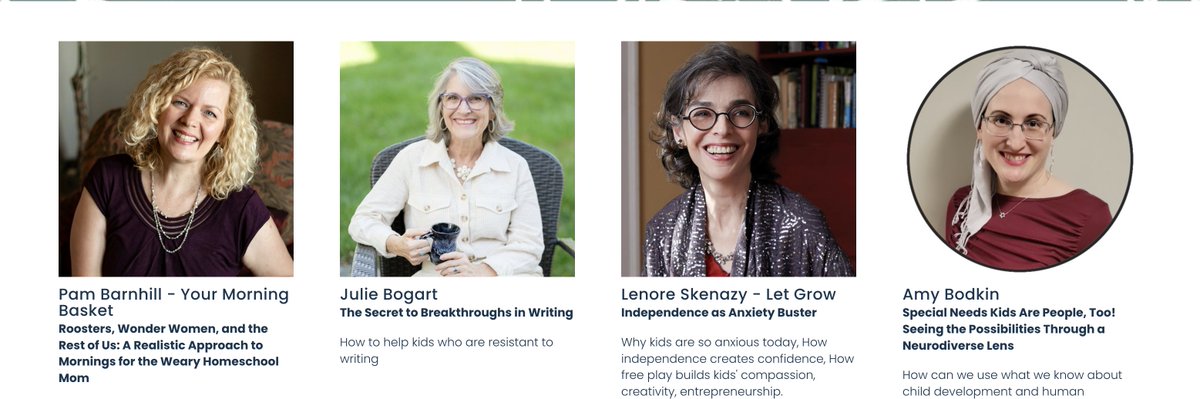 I'm actively planning my 18th year of homeschooling. I thought if I wanted to hear from these 4 amazing women, others would, too. Somebody pinch me! Registration for our 2nd annual Hope @ Home Virtual Conference goes LIVE this week! Pam Barnhill @bravewriter @FreeRangeKids…