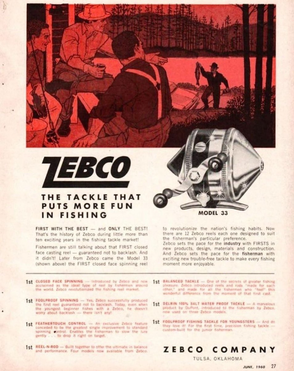 Zebco on X: A 'throwback' print ad for the Zebco 33' #Zebco #FunFacts  #Inventions #Throwback  / X