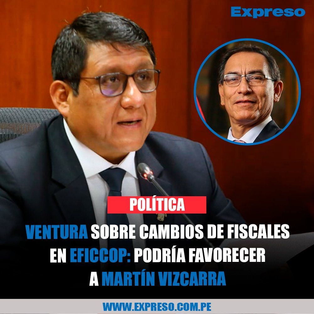 ExpresoPeru's tweet photo. 👉 El parlamentario de Fuerza Popular, Héctor Ventura, cuestionó los cambios de fiscales del Equipo Especial de Fiscales contra la Corrupción en el Poder (Eficcop) y asegura que ello "beneficiaría" al expresidente Martín Vizcarra en la investigación que se le sigue por el caso 'Los Intocables de la Corrupción'.

"Un fiscal que sí está cumpliendo con la debida investigación objetiva, lamentablemente hoy lo cambian por otro fiscal que había tenido cercanía con una magistrada ligada a la interna del cabecilla de esta organización criminal que sería Martín Vizcarra", expresó Ventura.

"No es razonable o prudente de que pretendan obstaculizar estas investigaciones y que podrían favorecer al cabecilla de esta organización criminal", añadió.

📸 Foto: Congreso de la República.

📲 Si quieres estar más informado, visita nuestra web: https://t.co/RQkMcoZ0WG