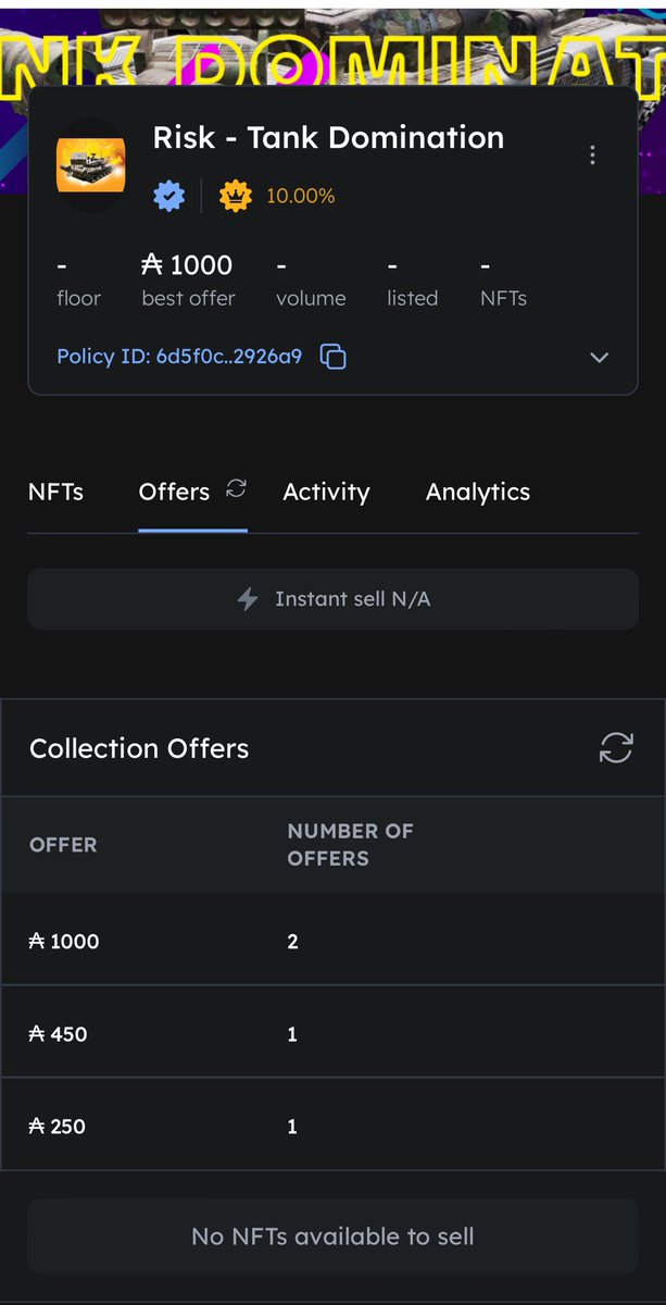 🚨The Tank Mint is coming and many are showing interest already, trying to get their hands on this Rare Asset with Tons of Utility. See our Discord for all the details. 

👀 Offers are in!!! 👇👇👇

#RiskArmy #TankDomination