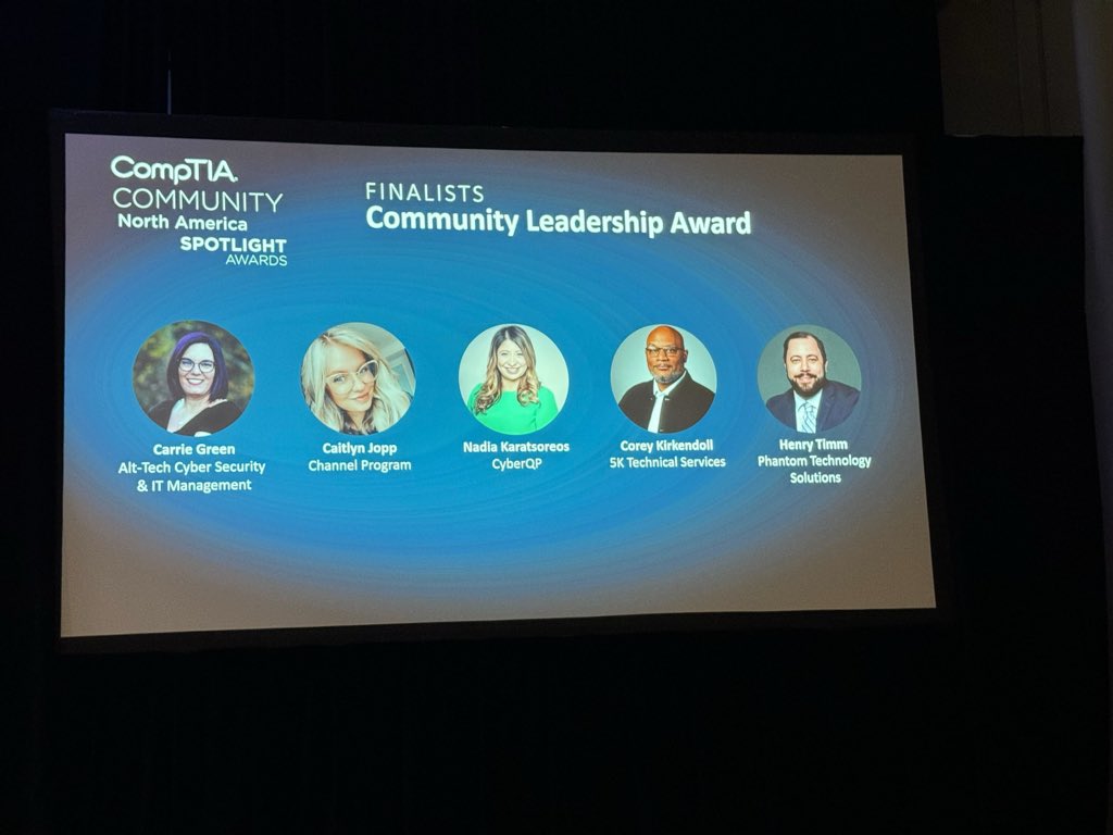 CyberQP's tweet photo. Our team had a great quick trip to Chicago for @CompTIA #CCF event to network and learn with industry peers and attend the Spotlight Awards Dinner celebrating all the nominees, including our very own Nadia Karatsoreos!
Congrats to all the winners 🥳 #CompTIACCF #CompTIACommunity https://t.co/xyyyNBepg1