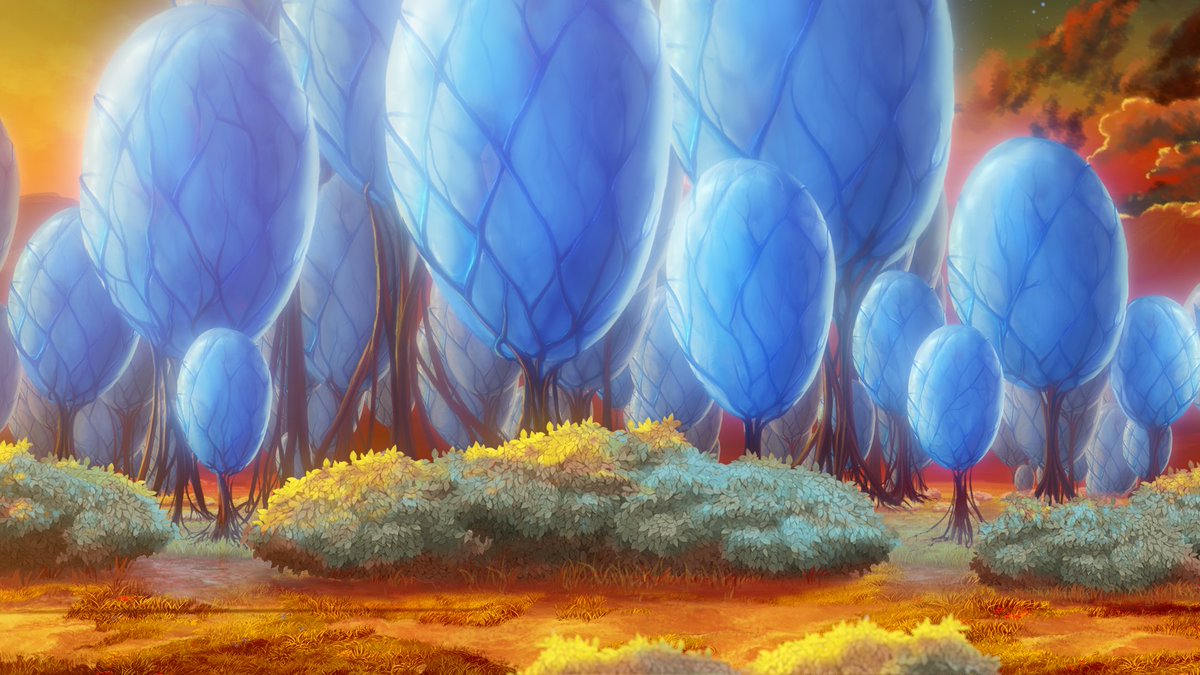 NezuiFilms's tweet photo. Next in the  series of posts showcasing the beautiful backgrounds painted for the  2010 animated short film, Sneeze Me Away is a wonderful view of the  balloon trees from Otherworld painted by the talented @rudysumarso.

#animation #Nezui #backgroundart #SneezeMeAway https://t.co/mjaxvecUg4