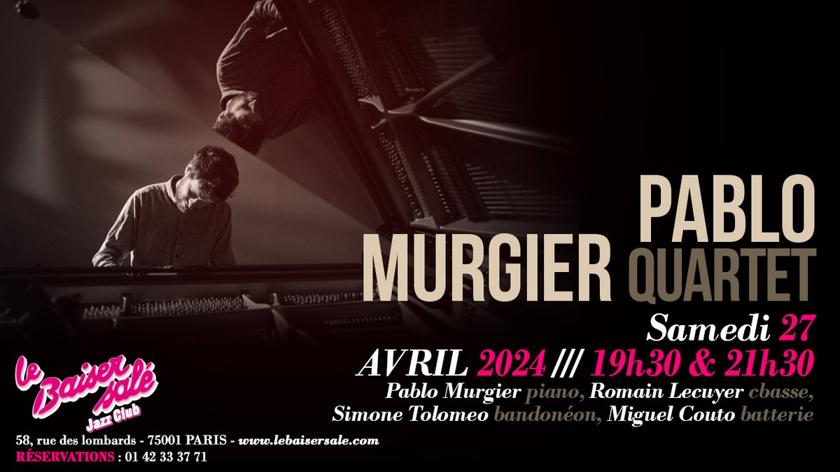 Un quartet de jazz qui part à la rencontre du tango contemporain et nous invite à un voyage musical sans frontières avec son univers sonore unique et intime. 🎟 : urlz.fr/pSpp