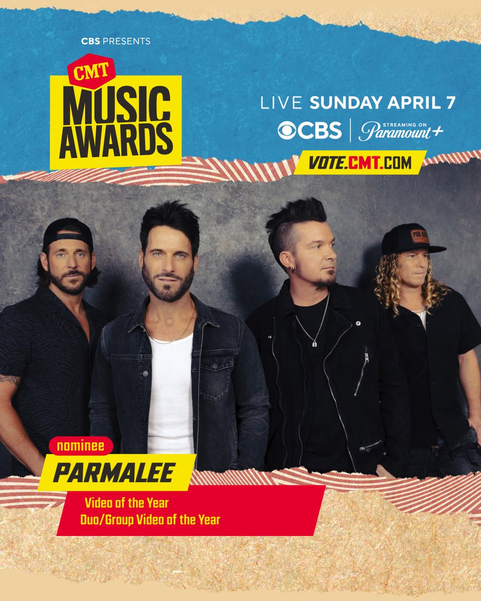 CMT's tweet image. @parmalee Congrats on your TWO #CMTAwards nominations! Voting is live 🎉 vote.cmt.com