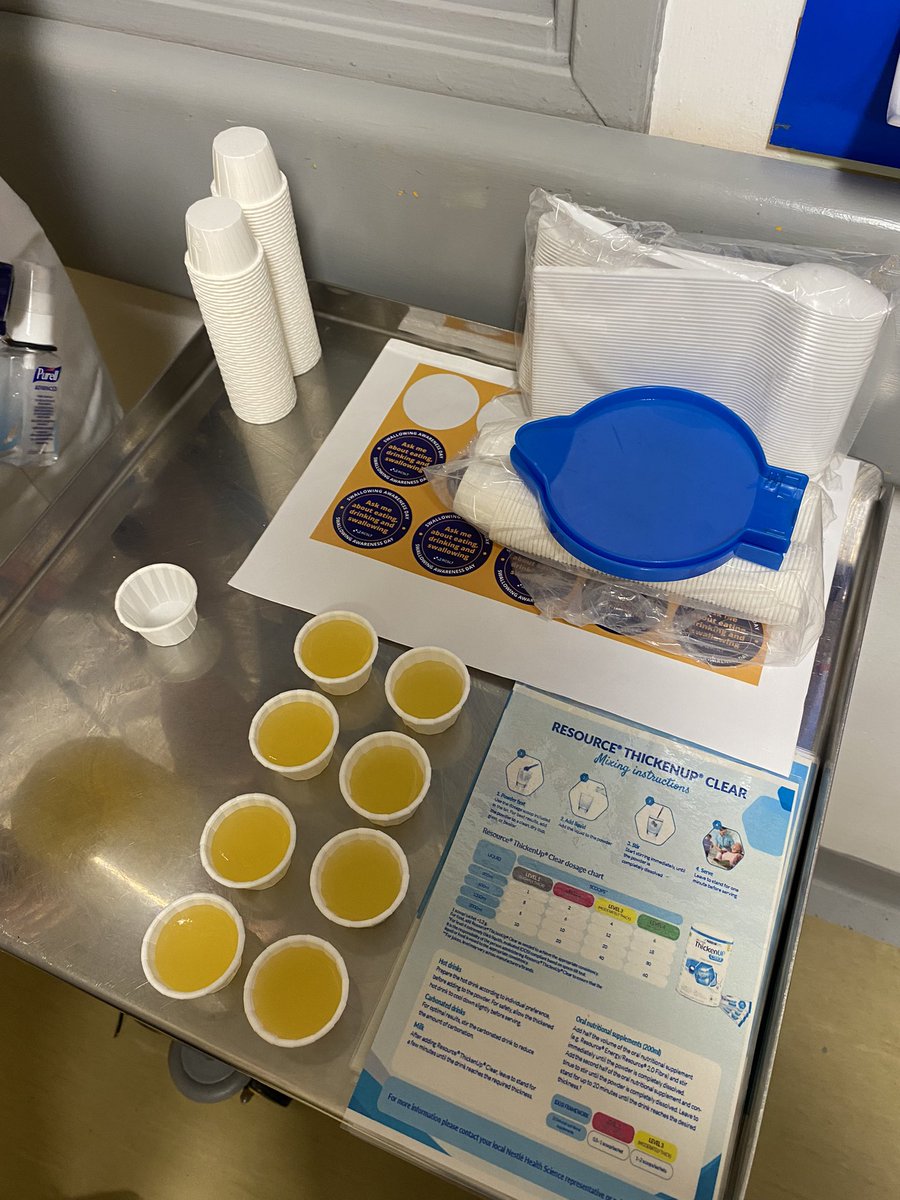 For Swallow Awareness Day, we went to the wards offering staff the option to try Level 2 fluids and Level 3 fluids! Our aim was to change the negative perception around thickened fluids. Some people even had seconds! <a href="/WWLNHS/">WWL NHS</a> <a href="/RCSLT/">RCSLT 💙</a> #SwallowAware2024 #AcuteSLT