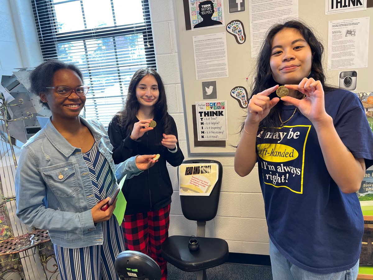 Student Book Club enjoyed talking about books, reading St. Patrick's Day jokes, and searching for the library leprechaun's gold in a St. Patrick's Day scavenger hunt! #TDHSReadsEverywhere #ccpslibraries #IgKnightthelight @goTDKnights @ajmclaurin4