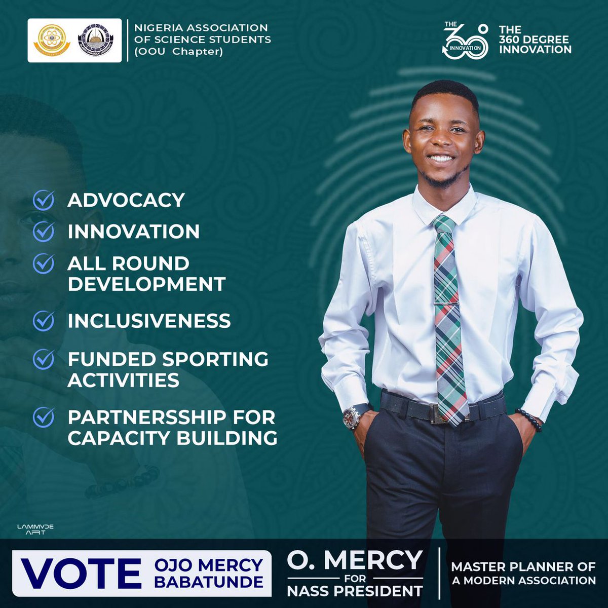 OJO MERCY WON WITH 778 votes

O. MERCY IS NOW THE ELECTED PRESIDENT FOR NASS OOU CHAPTER.
#onlyinoou #NassResult