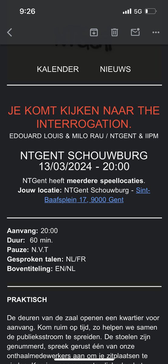 iLKIR's tweet photo. (1/3) Unbelievable oversight tonight @NTGent. I dedicated 1 out of my 5 day Belgium trip from NYC to Ghent so I could see @iipm_milorau’s production of #TheInterrogation, which was promoted as it would have English surtitles. Not only were there no surtitles https://t.co/MQmSoTqrdF