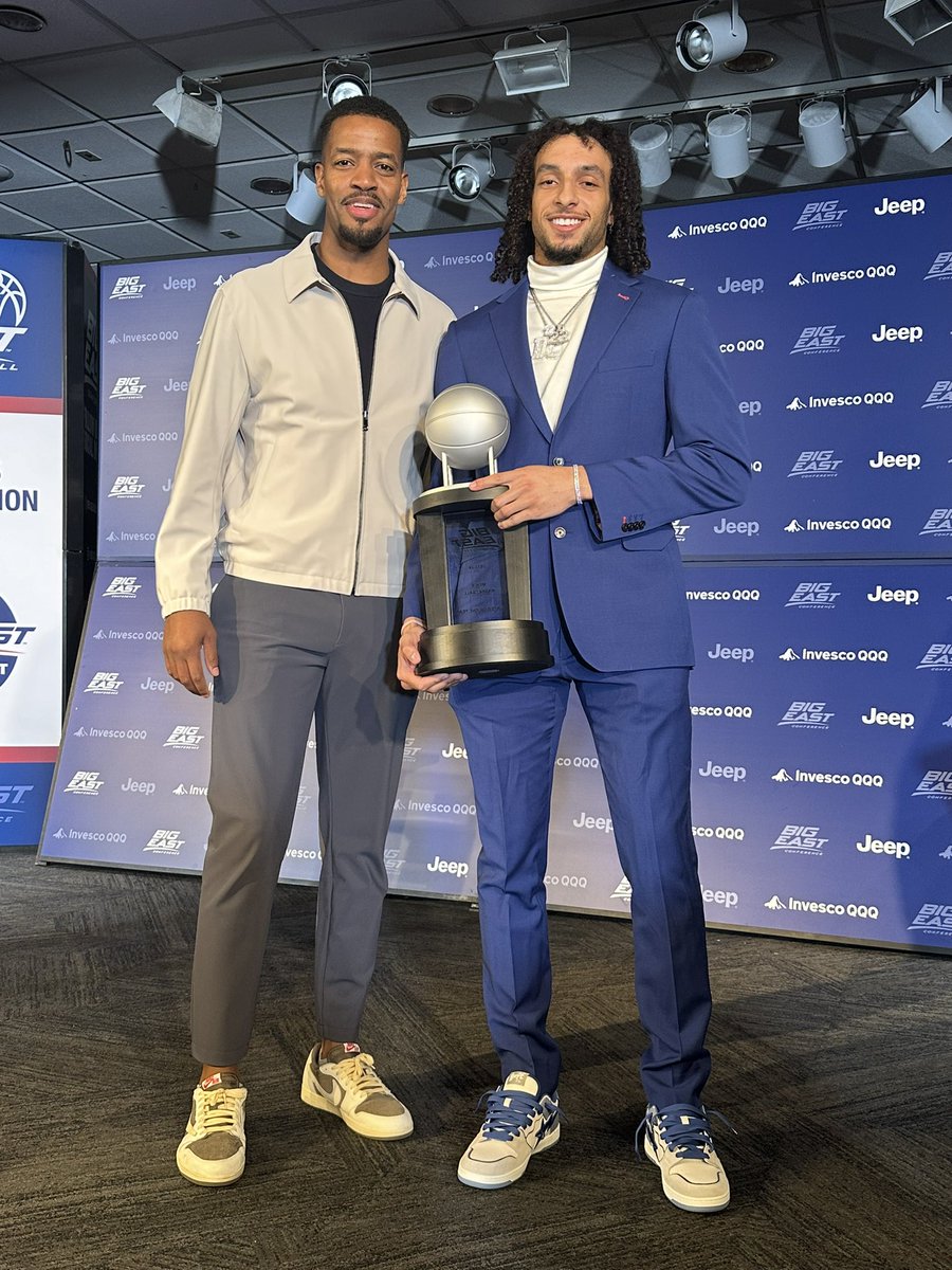 BWMcGair03's tweet photo. The #BigEasthoops Player of the Year and his coach. #pcbb #friars https://t.co/odMl8qzqdd