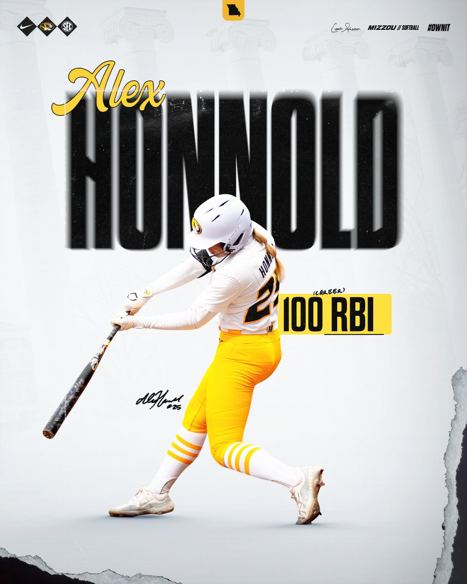 It's another Tiger Milestone 🐯 Make that 1⃣0⃣0⃣ career RBI for Alex Honnold!!! #OwnIt #MIZ 🐯🥎 | @alex_honnold22
