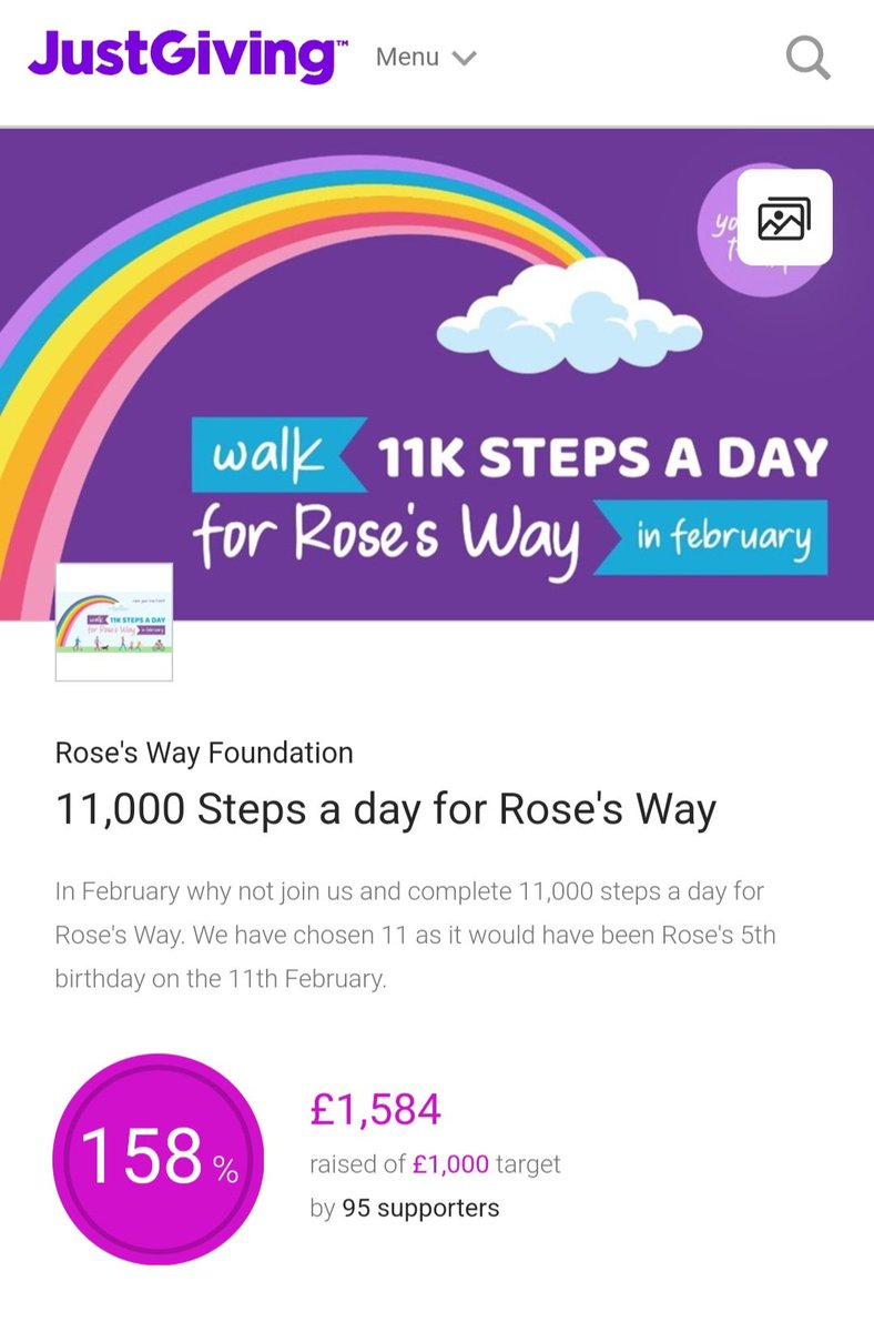#11kStepsaDayRosesWay was a success again this year 🎉💜👣🌹🌈 

Being able to walk and remember our girl and do it to raise money for others gives us such comfort. A wonderful £1,500 was raised 🎉🌹🌈 so THANK YOU to all of our steppers 💜 we are so grateful 💜🌹🌈
