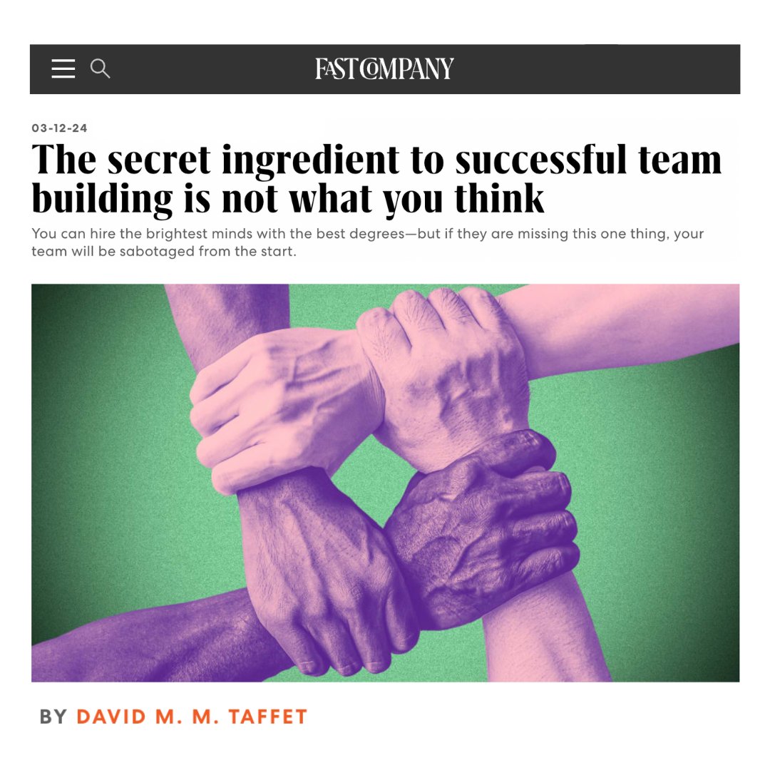 If you’re not picking team members based on how well they “click” and  instead prioritizing talent or pedigree, you’re bound for failure.

Check out our co-founder @DavidMMTaffet's latest piece for <a href="/FastCompany/">Fast Company</a> 👇

fastcompany.com/91045214/the-s…